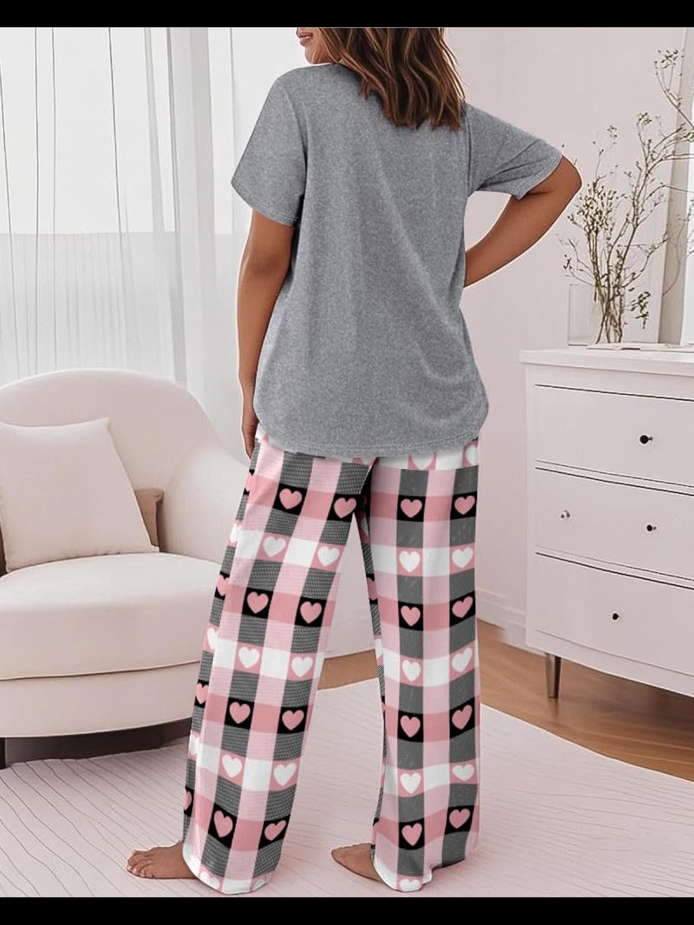 Gray & Pink 2-Piece Goodnight Heart Pajama Set - Picture 2 of 10